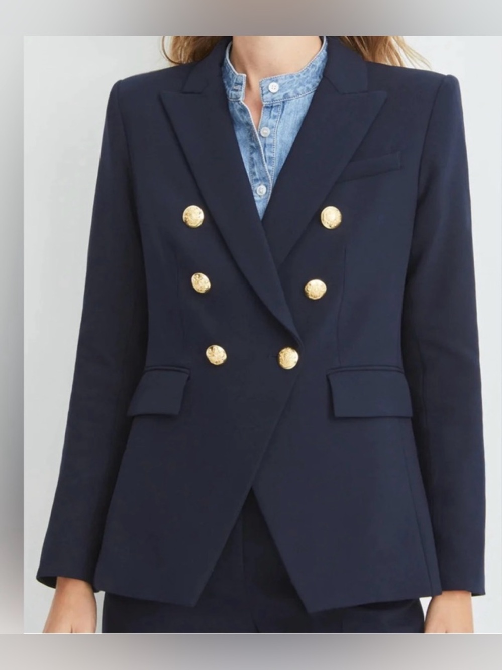 Dolan Left Coast Collection Navy Double Breasted Blazer Gold Buttons XS